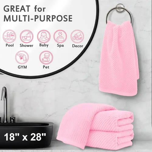 Miniatura 134 de VOOVA & MOVAS Toallas de mano blancas - 100% algodón Ligeras Gruesas Secado rápido Suaves Absorbentes, paquete de 4 piezas grandes de 18