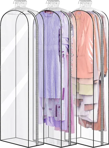 Miniatura 11 de MISSLO Bolsas de ropa transparentes de 32 pulgadas para colgar ropa, bolsas de traje reforzadas de 10 pulgadas para almacenamiento de armario, funda