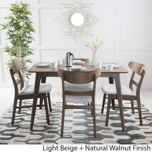 Miniatura 4 de Christopher Knight Home Idalia - Juego de comedor rectangular de 50 pulgadas, juego de 5 piezas, nogal natural y beige claro