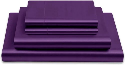 Miniatura 35 de Vonty Juego de sábanas de satén suave y sedosas tamaño King, 1 sábana bajera de bolsillo profundo + 1 sábana encimera + 2 fundas de almohada Cristal