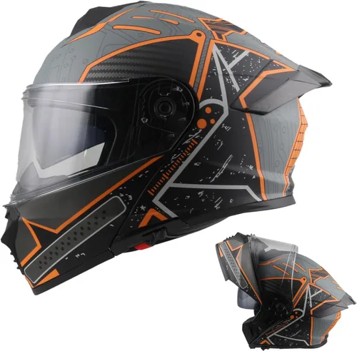 Miniatura 12 de Modular Motorcycle Helmet for Men Women, Flip Up Full Face to Open Face Helmet, DOT & FMVSS 218 Certified, Dual Visor, Removable & Washable Liner