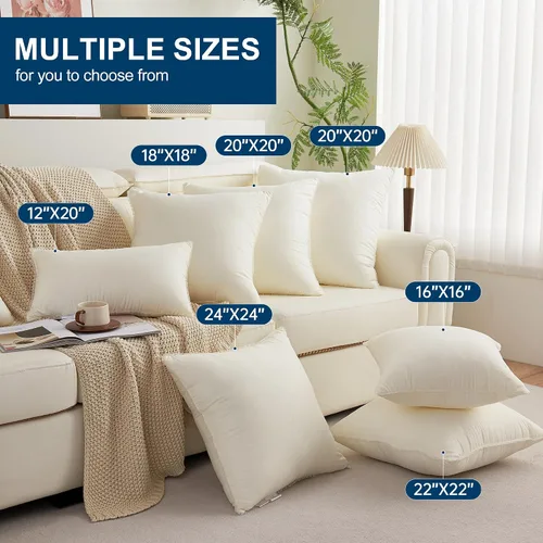 Miniatura 2 de Almohadas de 12 x 20 pulgadas, suaves y afelpadas, relleno de fibra virgen, almohadas decorativas para sofá, cama, lavables a máquina, color blanco