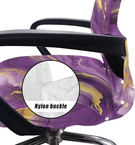 Miniatura 5 de Funda para silla de oficina de mármol morado, lavable, funda para silla de escritorio, fundas para silla de computadora para silla giratoria, silla