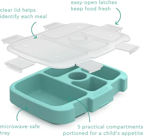 Miniatura 3 de Bentgo® Bandeja Kids para niños con cubierta transparente, reutilizable, sin BPA, recipiente de preparación de comidas de 5 compartimentos con Verde