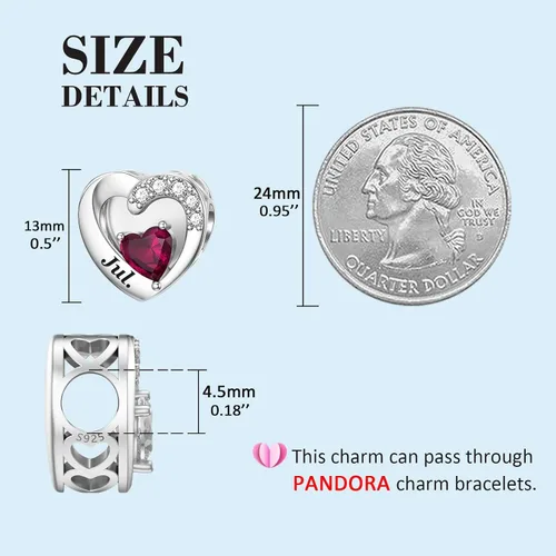 Miniatura 4 de SEVENWELL Dijes de piedra natal con flor grabada para el mes de nacimiento, pulsera de plata de ley 925, feliz cumpleaños para mujer