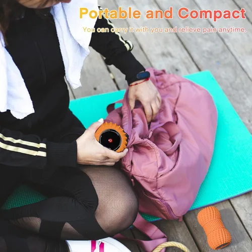 Miniatura 7 de Bola de masaje de maní vibratoria 2 en 1 con 6 modos de masaje y altavoz Bluetooth, bola de rodillo de masaje vibratorio recargable para Naranja