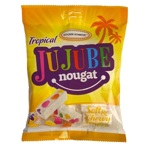 Miniatura 8 de Golden Bonbon Dulce de Turrón de Azufaifo Italiano, Suave y Masticable con Frijolitos de Gelatina Afrutados Receta Original