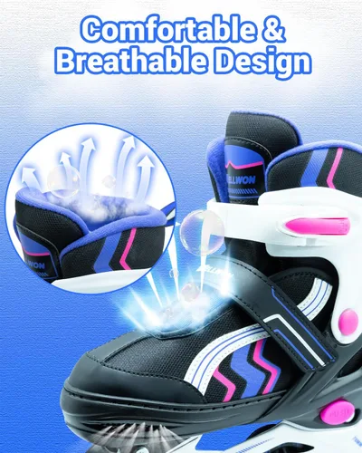 Miniatura 4 de Patines en línea para niños y niñas de 6 a 12 años, patines ajustables para principiantes con ruedas iluminadas para niños, jóvenes y adolescentes