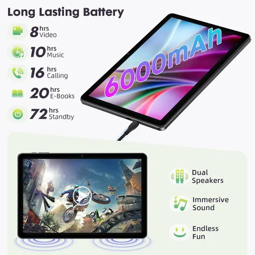 Miniatura 5 de Tablet Android, Tablet Android 15 de 10 Pulgadas, Tablets para Adultos, Octa-Core, 18GB RAM+128GB ROM+1TB Expandible, Pantalla IPS 1280x800