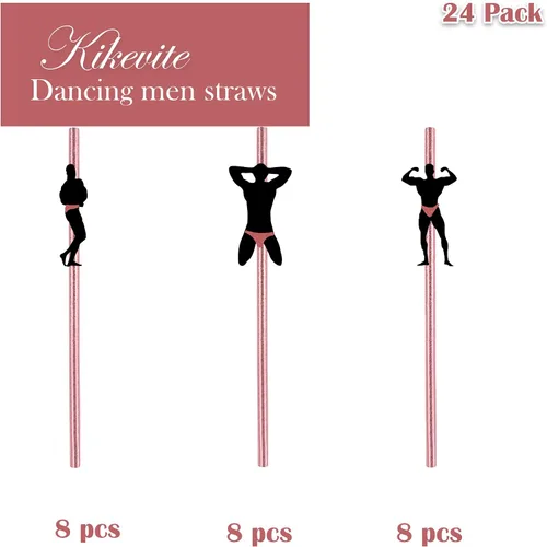 Miniatura 2 de Pajitas para decoración de despedida de soltera, paquete de 24 pajitas de bailarín, confeti, para despedida de soltera