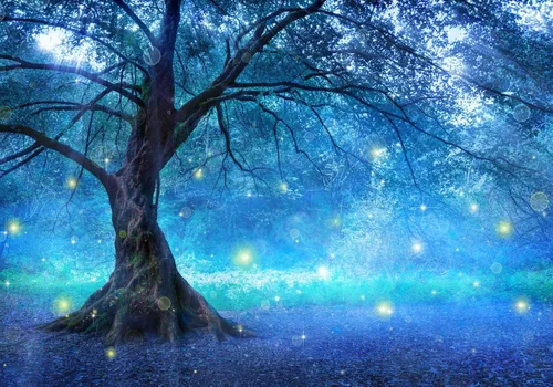 Miniatura 2 de Bormia - Mural de pared de fantasía, árbol de hadas en bosque místico, papel tapiz fotográfico para habitación de niños, sala de estar, dormitorio
