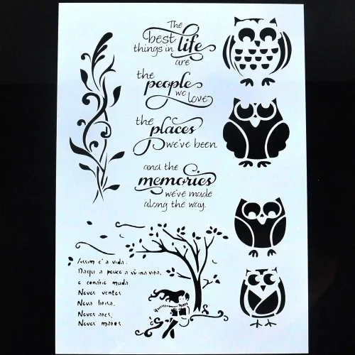 Miniatura 2 de Plantilla decorativa de búho para pintar en paredes, muebles y manualidades (tamaño A4)
