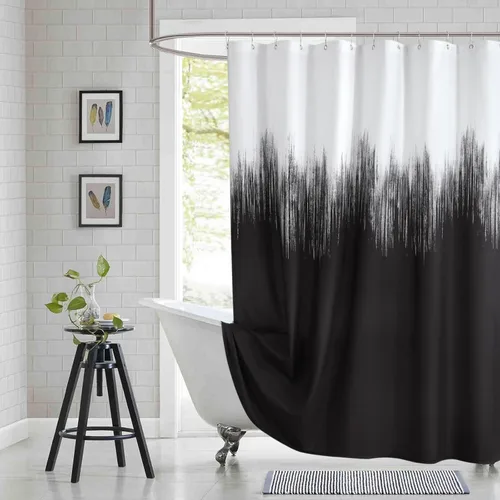 Miniatura 31 de Cortina de ducha gris, cortinas de ducha de tela de microfibra gris degradado para baño, cortinas de baño modernas impermeables, 72 pulgadas