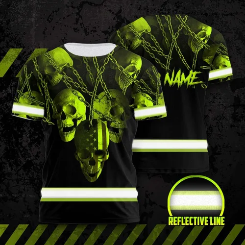 Miniatura 4 de Camisa de alta visibilidad para hombre, camisas de seguridad reflectantes con nombre personalizado para patriota, patriótico, veterano, militar