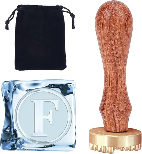 Miniatura 12 de CRASPIRE Sello de hielo con letra inicial de 1.2 pulgadas con cabeza de latón extraíble, mango de madera de repuesto para cóctel, fiesta, whisky