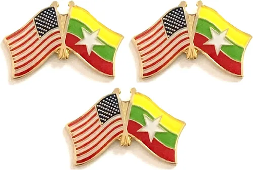 Miniatura 37 de 3 Pines de solapa con banderas de Estados Unidos y países internacionales, paquete de 3 pines dobles con diseño de banderas de Estados Unidos