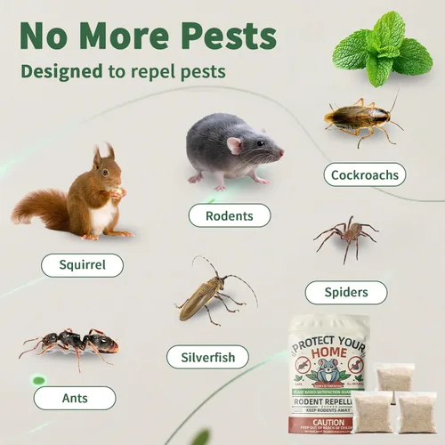 Miniatura 3 de Bolsas repelentes de ratones, paquete de 10 unidades de aceite de menta, disuasorio para roedores y ratones, adecuadas para uso en interiores