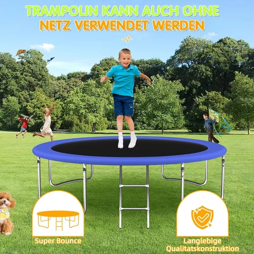 Miniatura 7 de Redkid, Trampolín para exteriores de 305/144.1 in de diámetro, trampolín infantil con red de seguridad, escalera, tabla de aro de baloncesto