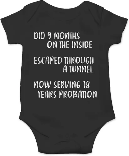 Miniatura 18 de CBTwear Did 9 Month, Escaped Through a Tunnel, Serving 18 Years Baby Body Unisex Comfy Humor