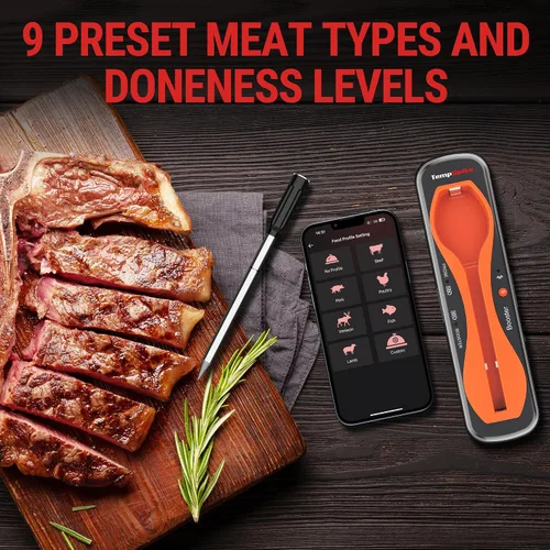 Miniatura 6 de ThermoPro TempSpike - Termómetro inalámbrico digital para carne de 500 pies, termómetro de carne Bluetooth inalámbrico para res, cordero, pollo