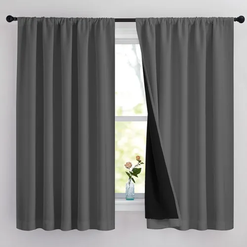 Miniatura 13 de NICETOWN Cortinas blancas 100% opacas, 2 capas gruesas completamente opacas con bolsillo para barra, cortinas aislantes térmicas para Blanco puro