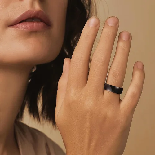 Miniatura 19 de King Will Alianza de boda de acero inoxidable 316L para hombres y mujeres, anillo de boda de 0.31 a 0.315 pulgadas de ancho, chapado en negro