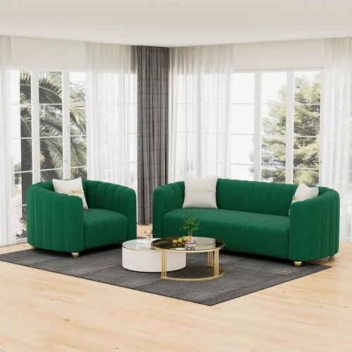 Miniatura 8 de Sofá de terciopelo negro de 83 pulgadas, sofá moderno de mediados de siglo para 3 personas Chesterfield copetudo de terciopelo con 2 almohadas