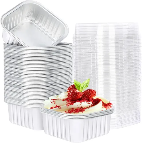 Miniatura 7 de EUSOAR Vasos para hornear, 50 unidades de 5 onzas / 5.1 fl oz de papel de aluminio para muffins, tazas de crema brulee con tapas, recipientes
