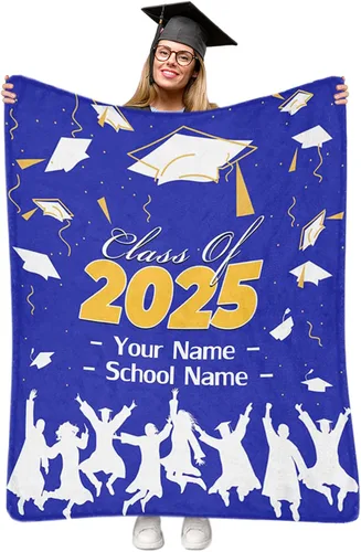Miniatura 20 de Manta personalizada de graduación 2025, manta personalizada para regalo de graduación con nombre de la universidad, manta de felicitación