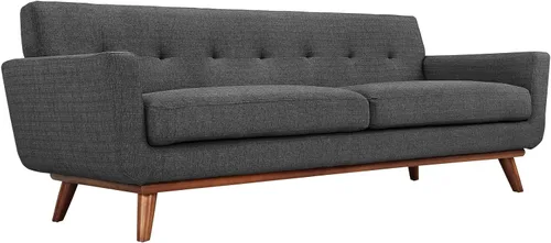 Miniatura 3 de Modway Engage - Sillón de una pieza tapizado con tela y sofá de dos piezas de estilo de mediados de siglo, Tela, Gris
