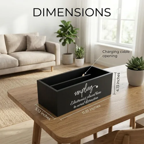 Miniatura 6 de Caja de desenchufe, caja de teléfono de estilo granja, cesta para teléfono celular para el hogar, cárcel de teléfono móvil de madera, estación