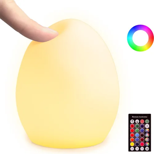 Luz nocturna para bebé, luz nocturna recargable para guardería, bonita luz nocturna de silicona con control remoto, temporizador RGB de 16 colores,