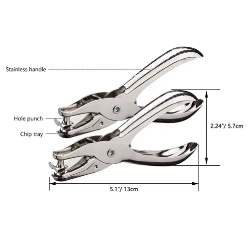 Miniatura 2 de HZMM Perforadora de un solo agujero de 1/4 y 1/8 pulgadas, 2 perforadoras de papel circulares de mano con capacidad de 8 hojas, máquinas