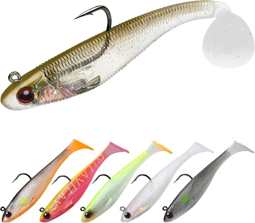 Miniatura 11 de TRUSCEND Shadtale Easy Catch Soft Fishing Lures with BKK Hooks - Trembly Sinking and Vibrating Swim for More Bites, Pre-Rigged Swimbaits for Bass