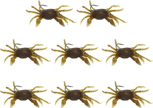 Miniatura 6 de 8 cebos artificiales de cangrejo, señuelo de cangrejo cranka con ganchos afilados, accesorio de aparejos de pesca, amarillo marrón