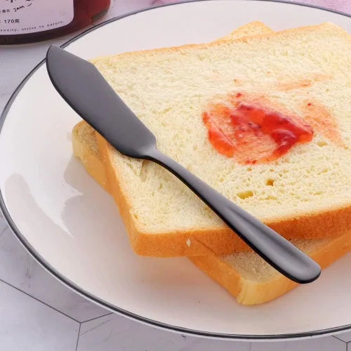 Miniatura 5 de Baikai - Juego de 4 cuchillos de acero inoxidable 18/10, cuchillo de mantequilla de desayuno negro, esparcidor de sándwich
