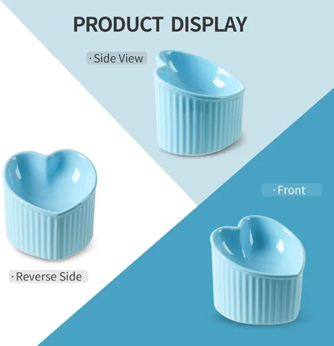 Miniatura 4 de Cuencos elevados inclinados para gatos, cuencos elevados de cerámica para gatos, con forma de corazón de amor, platos inclinados para alimentación