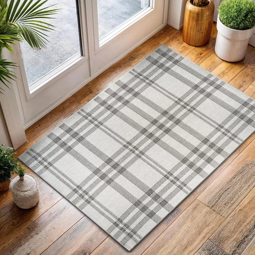 Miniatura 72 de CAMILSON Easy Alfombra de yute, 2 x 3 pulgadas, interiores y exteriores, fibra gris oscuro, para sala de estar, patio y cocina, diseño tejido