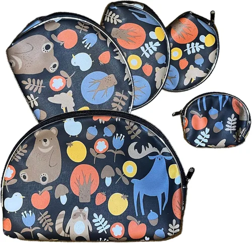 Miniatura 8 de HESSION Juego de 5 bolsas de cosméticos para mujer, bolsa de maquillaje, bolsa con cremallera, accesorios organizador para viajes, Color 1