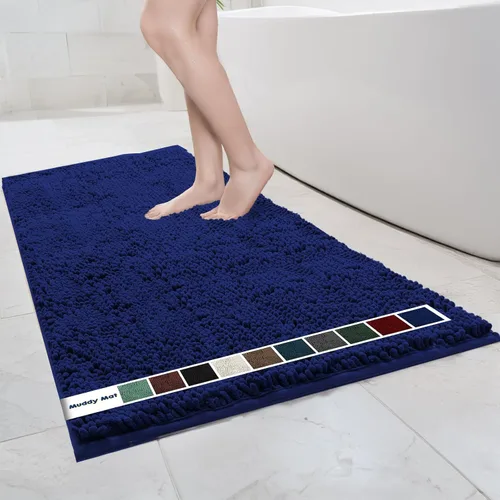 Miniatura 9 de Muddy Mat Alfombras de Baño de Chenilla de Microfibra de Secado Rápido Antideslizantes Lavables, Extra Gruesas, Suaves y Altamente Absorbentes Gris