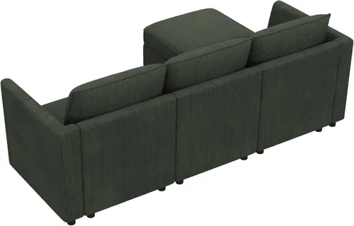 Miniatura 4 de HONBAY Sofá seccional modular con almacenamiento en forma de L sofá seccional, sofás convertibles para sala de estar - verde