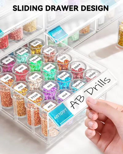 Miniatura 6 de ARTDOT Contenedor de almacenamiento de 30 ranuras para kits de arte de diamantes para adultos, cajas de almacenamiento portátiles de cuentas