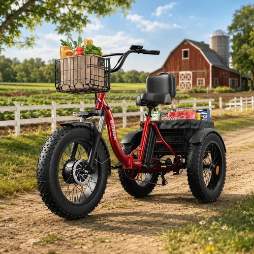 Miniatura 9 de QRONGE Triciclo eléctrico para adultos de 960 W pico, batería de 36 V 15 AH Ebike de 50 millas de alcance con canasta trasera grande, neumático