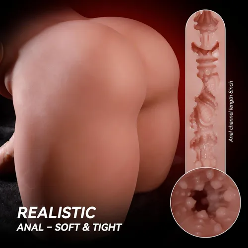 Miniatura 12 de BAQUICK Muñeca sexual masculina de 14 libras con consolador realista de empuje y vibración extraíble, diseño de conducción manos libres, canal anal