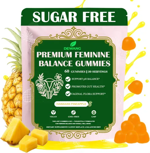 Miniatura 10 de DEWANG Gomitas de equilibrio femenino, equilibrio diario del pH y apoyo a la salud vaginal, probióticos para mujeres, olor y confianza, sabor a