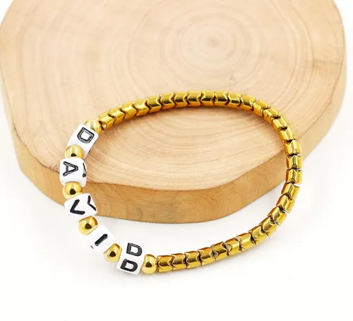 Miniatura 3 de Personalized Custom Name Initial Letters Hematite Beads Bracelets for Women Men Best Friend Y1533