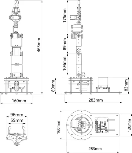 Miniatura 5 de LewanSoul Kit de brazo robótico 6DOF brazo de robot de programación con 5 servo, mango, garra mecánica y más, control de aplicación de software