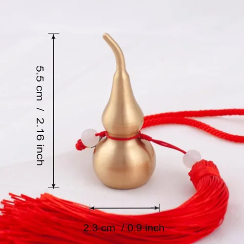 Miniatura 3 de Adornos colgantes de Feng Shui, calabaza dorada de Wu Lou, con tira de la suerte roja, tesoro ideal para colgante de automóvil, dormitorio, puerta