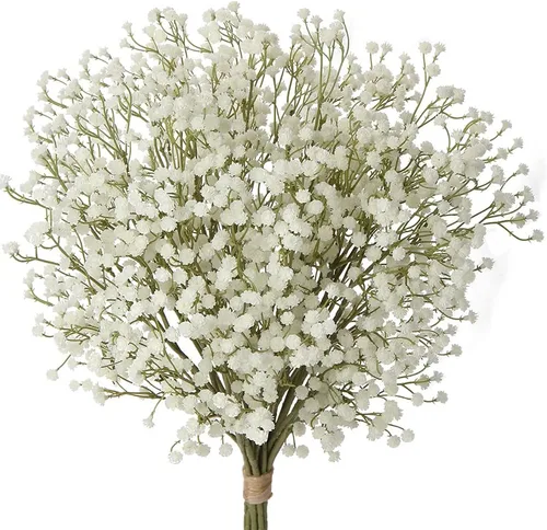 Miniatura 13 de Paquete de 10 flores artificiales de aliento de bebé, 3 ramas, flores de plástico falsas de gypsophila, arreglo floral para boda, decoración
