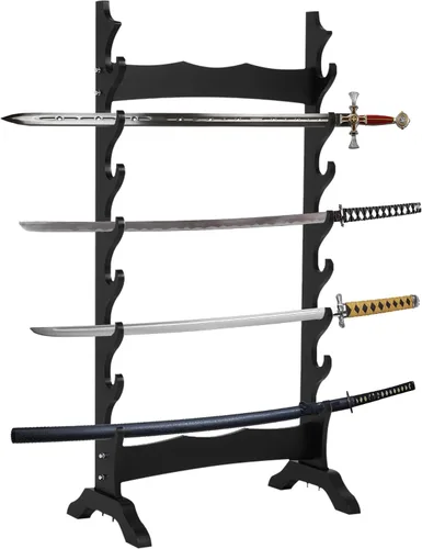 Miniatura 7 de lukar Soporte de espada de 6 niveles, soporte de exhibición de espadas multicapa, estante de madera para espadas, soporte de piso grande para Katana